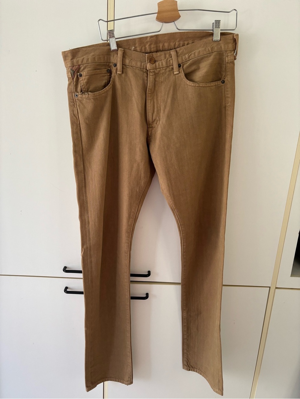 Retired Ralph Lauren Denim & Supply Slim Fit Tan Jeans Men 34x34 USA Flag - Picture 2 of 16